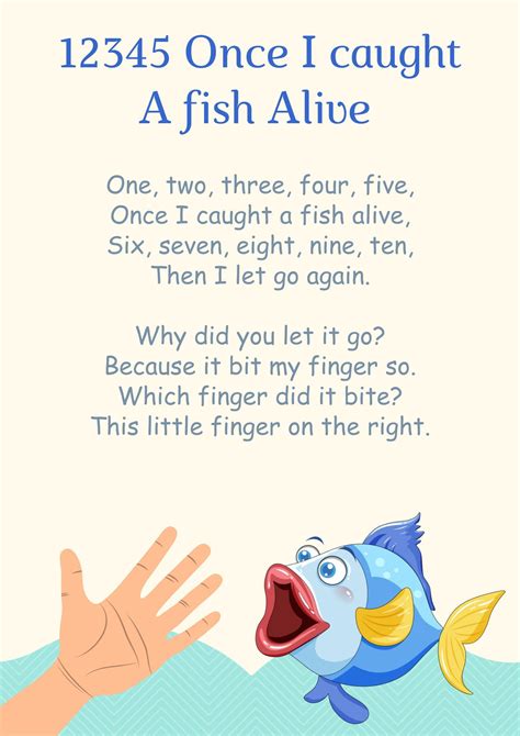 once i caught a fish alive|12345 Once I Caught a Fish Alive Nursery Rhyme.